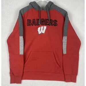 Captiving Wisconsin Badgers Sweater Mens Medium Red Gray Hoodie Sweatshirt